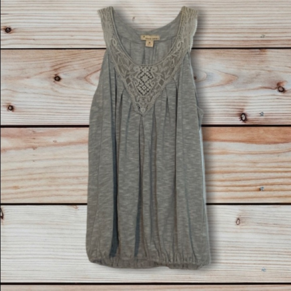 Gray Lace Detail Tank Top with Cinch Bottom MED